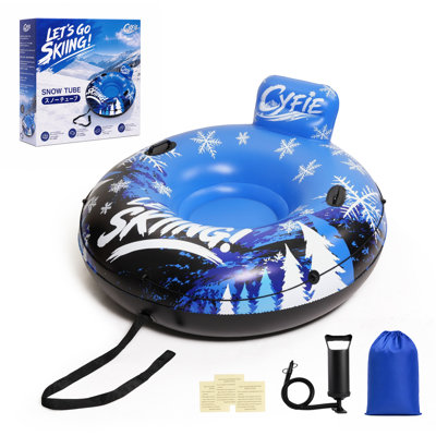 Cyfie 47" Heavy Duty Snow Tube, K80 PVC Inflatable Sled for Adults and Kids，Towable Snow Sledding with Tow Rope, Backrest & Handles, Cold Resistant, 365lbs Load Capacity, Winter Gift Ready