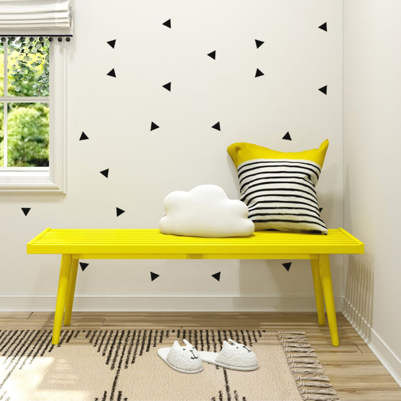 Banc en bois Levitus, Jaune, H 17,5 po x l 56,25 po x P 16,5 po