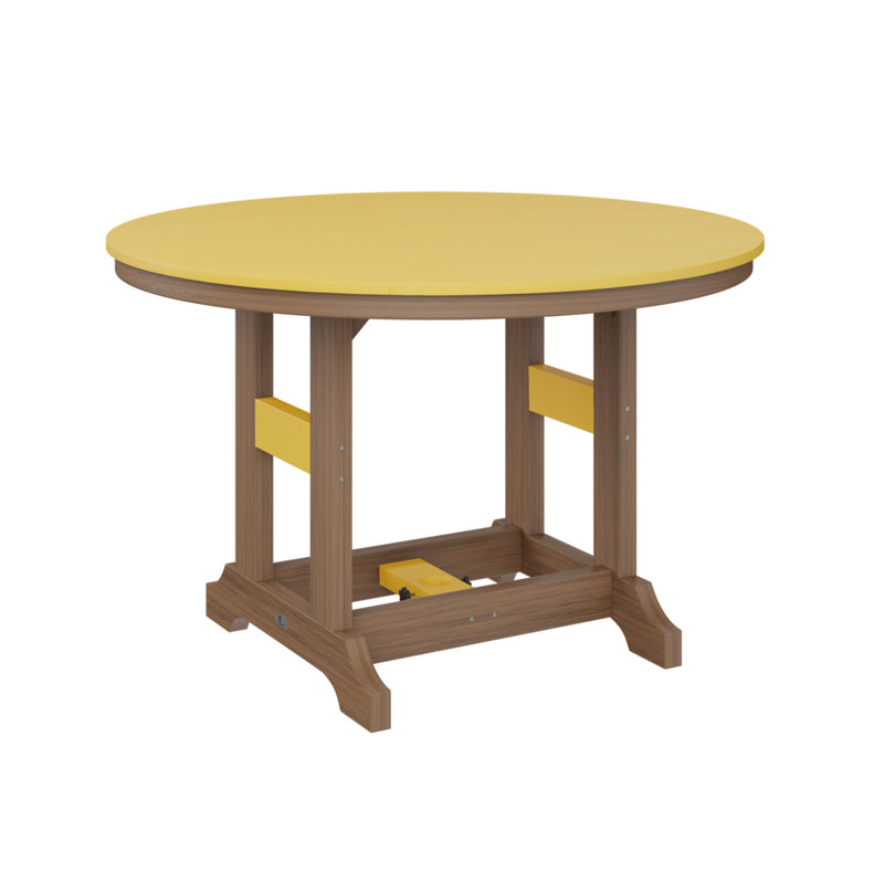 Garden Classic Outdoor Round Bar Table, Antique Mahogany, Sunburst Yellow