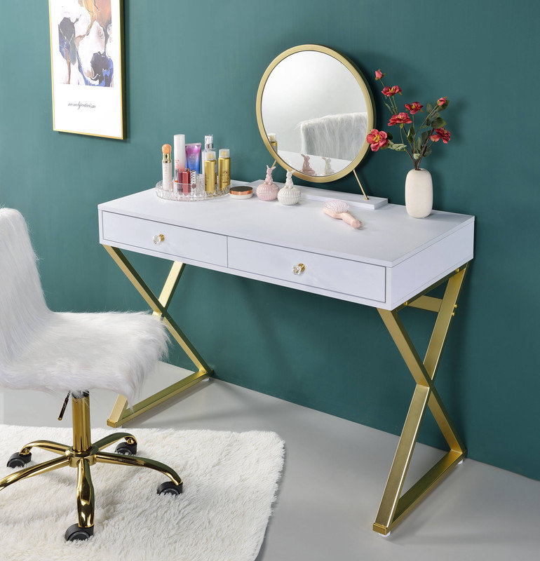 Bureau de meuble-lavabo avec miroir et plateau à bijoux Coleen