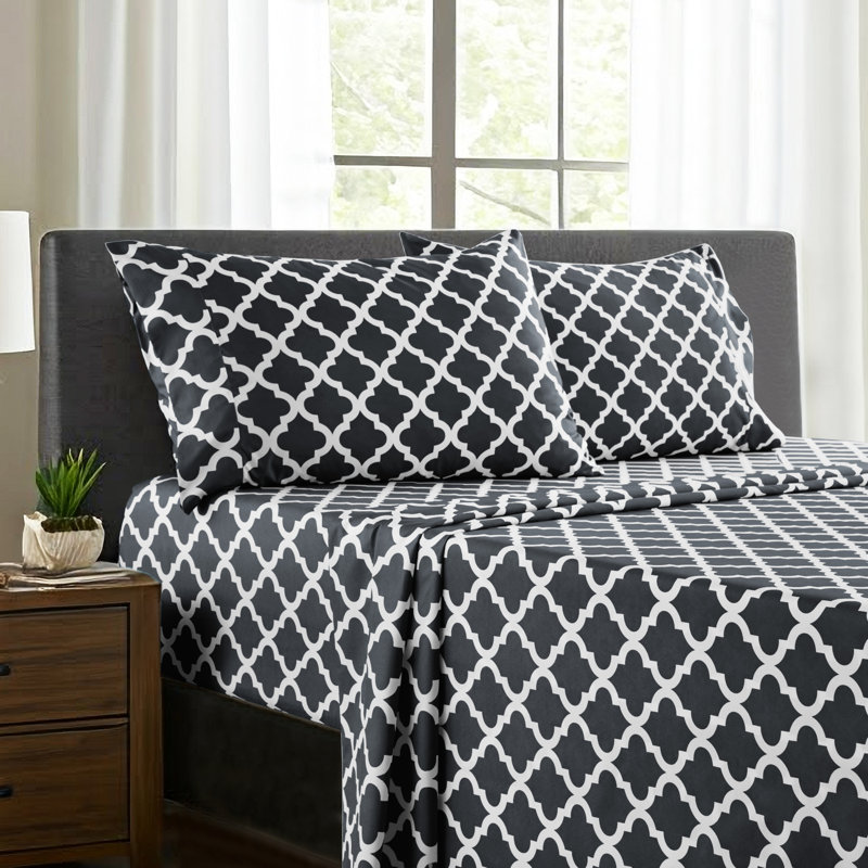 Ensemble de literie en microfibre 4 pièces Lux Decor Collection, Ensemble de draps pour lit double avec 2 taies d'o
