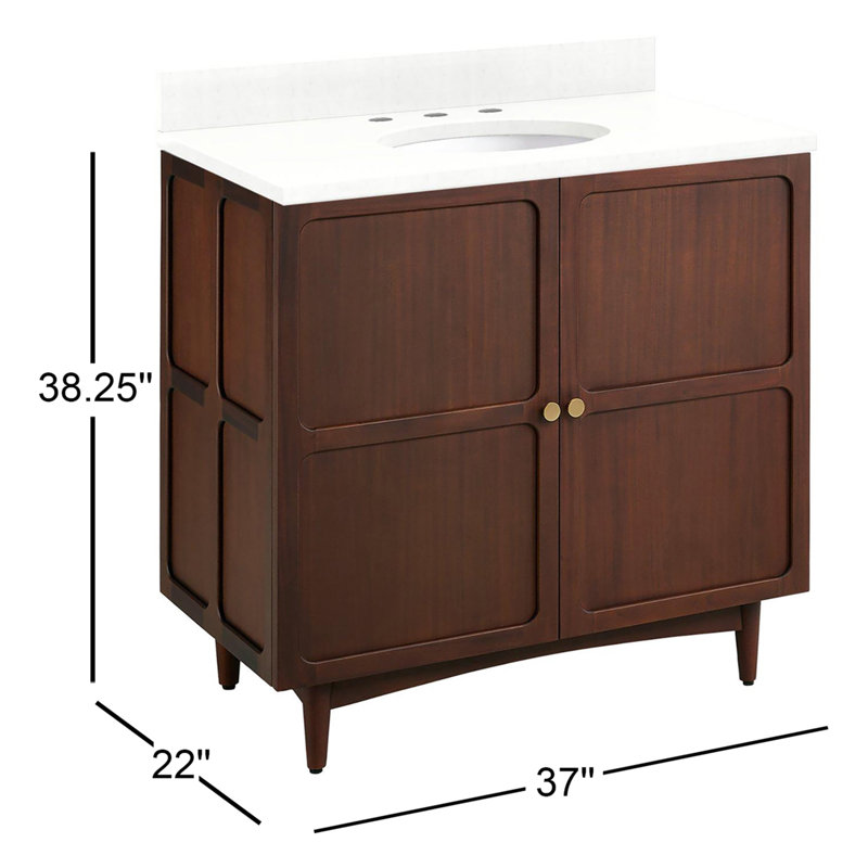 Meuble-lavabo simple 30 po Delavan, Ovale, Quartz blanc plume, 8 po
