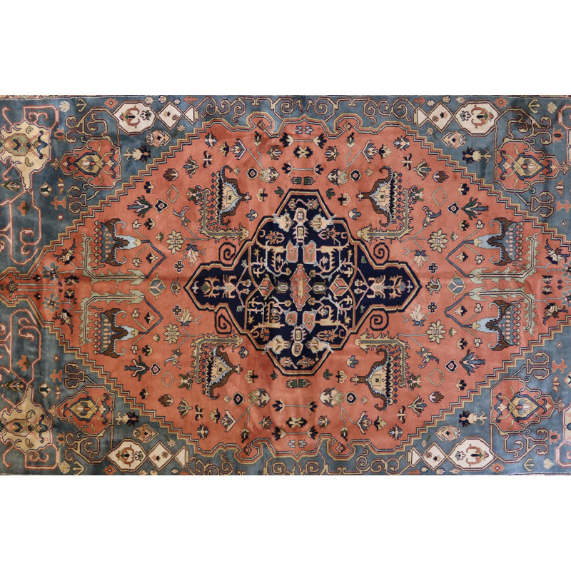 One-of-a-Kind Oriental Hand-Knotted Wool Rose/Blue/Beige/Brown Area Rug
