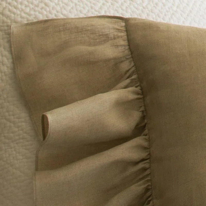 Verandah Linen Ruffled Sham, Euro, Natural