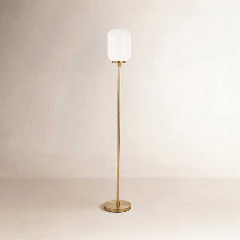 Boystown 69'' Traditional Floor Lamp, Brass, White