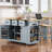 Blue 53Inch Kitchen Island Cart With Internal Storage And Power Outlets - For Functional Kitchens Movable Drop Leaf Large In Space, Foldable Leaf, Socket-120265866-120265867