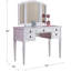 Ensemble de meuble-lavabo de chambre à coucher contemporain avec tiroirs de tabouret à miroir pliables de couleur blanche-2082824426