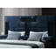 Grand lit contemporain bleu marine de 70,25 po Large, installation en bois d'hévéa, système intégré