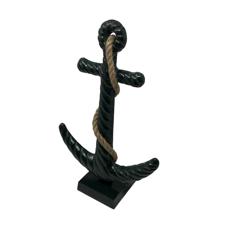 Figurine ancre d’aluminium moulé Burgoyne, Patine Verdi / noir