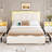 Velvet Upholstered Platform Bed Frame with Height Adjustable Headboard-229704850-231173042