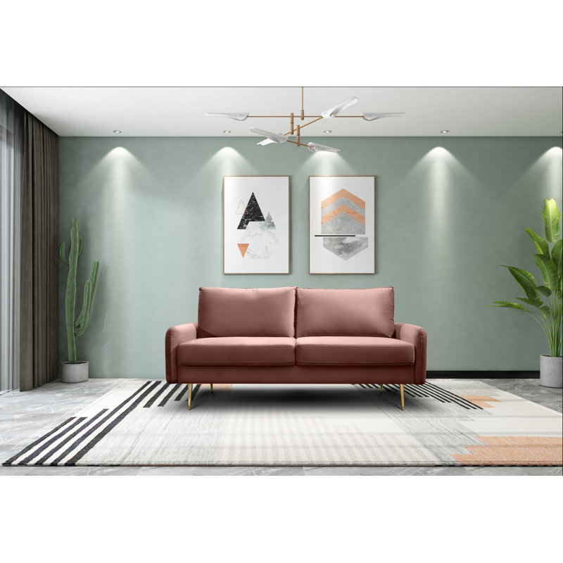 Siniard 70'' Upholstered Sofa, Rose 100% Polyester, 33.1" H X 70" W X 31.7" D
