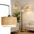 80-Inch Tall Arc Floor Lamp With Wicker Shade And Adjustable Arms, 3-Light Boho Standing Lamp With Rotary Dimmer Switch For Living Room, Coastal, And Farmhouse Decor