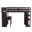 Lit mezzanine simple avec bureau intégré, bibliothèque, escalier de rangement et 6 tiroirs-475003865