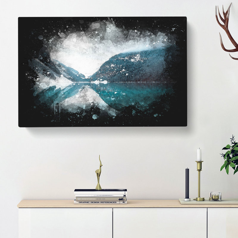 Mountain Range Reflection - Wrapped Canvas Painting, 60cm H x 91cm W x 3cm D
