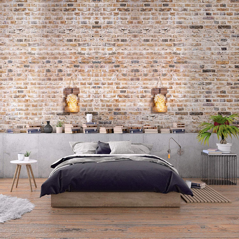 Larelle 2-Pack Rustic Wall Sconces with Hangers, Gray