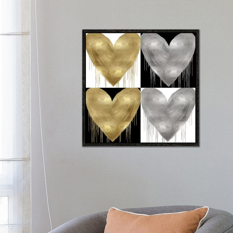 Big Hearted Quartet III by Lindsay Rodgers - Print on Canvas, Black Framed, 66.04cm H x 66.04cm W x 3.81cm D
