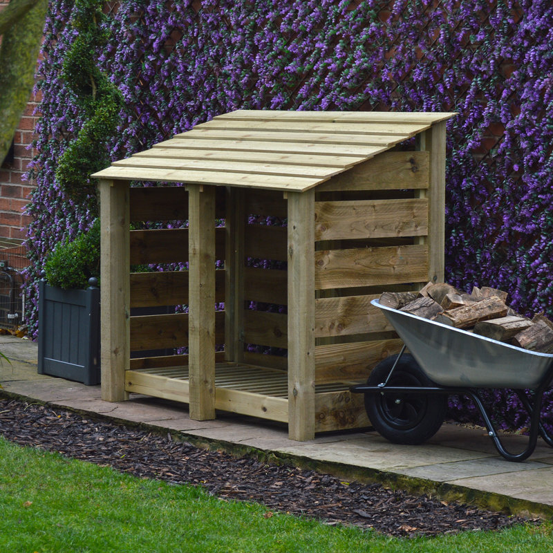 150cm W x 80cm D Solid Wood Log Store, Light Green
