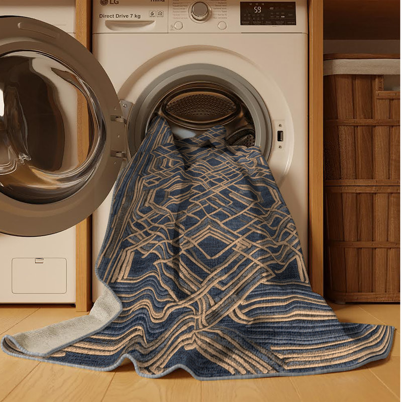Machine Washable Space Gray Area Rug, Rectangle 6' x 9'