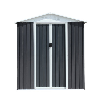 6Ftx4ft Grey Apex Roof Shed With Base Frame - Your Outdoor Furniture And Tools From Damage Wear Storage & Built To Last Strong Metal Construction