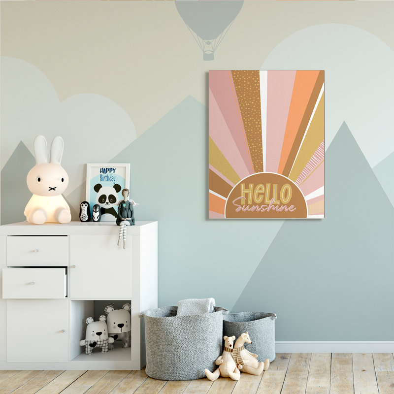 Rayons de soleil à motif Hello Hello, Toile tendue, H 48 po x l 36 po x 1,5 po