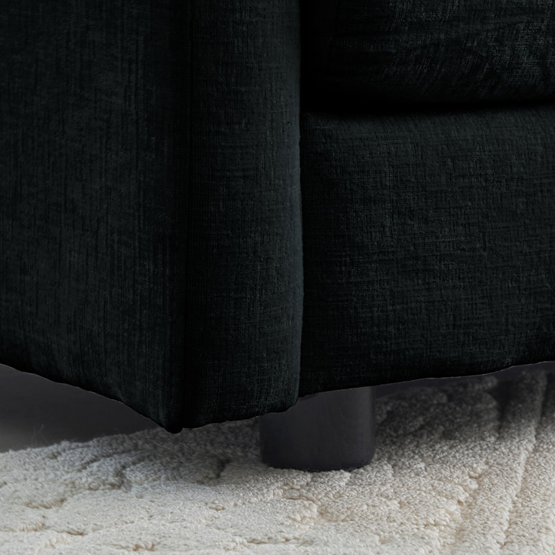 Canapé modulaire surdimensionné en L modulaire, Chenille noir, H 33 po x l 111,5 po x P 35 po