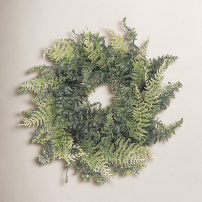 Couronne de fougère et d'herbe artificielle, H 18 po x l 18 po x P 4 po