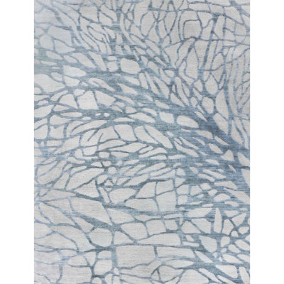 Abstract Area Rug in Turquoise/Ivory