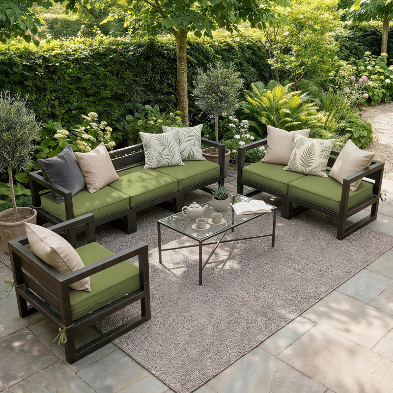 5" Thick Outdoor Chair Seat Cushions, High-Resilience Foam Dinging Chair Cushions, Water-Resistant Outdoor Replacement Cushions with Handle and Non-Slip Bottom