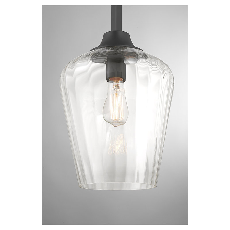 Luminaire suspendu en forme de cloche à 1 lumière Norborne en noir mat, Noir mat