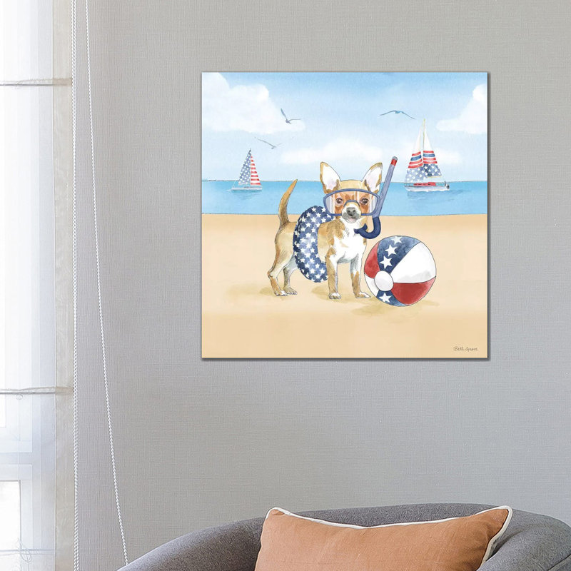 Summer Paws Patriotic II by Beth Grove - Wrapped Canvas Gallery-Wrapped Canvas Giclée, 66.04 cm H x 66.04 cm W x 3.175 cm D
