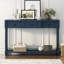 Table d'entrée avec tiroirs et tablette inférieure, élégante console de vestibule bleu marine-1496742455