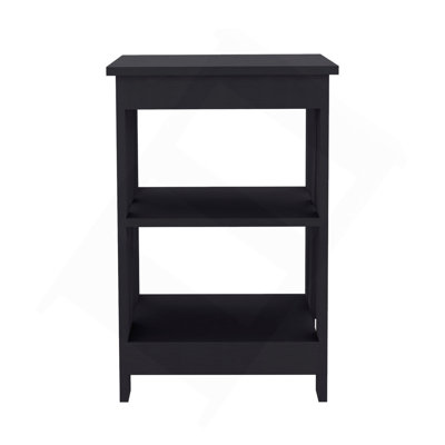 3-Tier End Table/Nightstand, Side Table For Small Space, Black