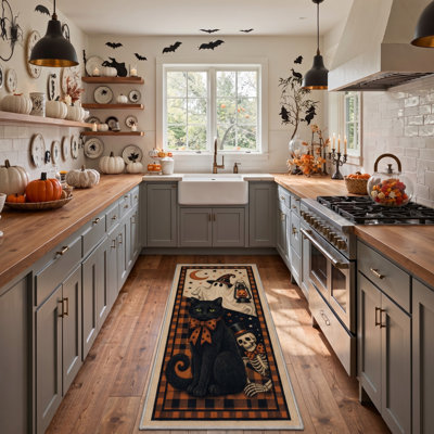 Tapis à carreaux d'Halloween, noir et blanc, lavable à la machine, à poils courts, antidérapant