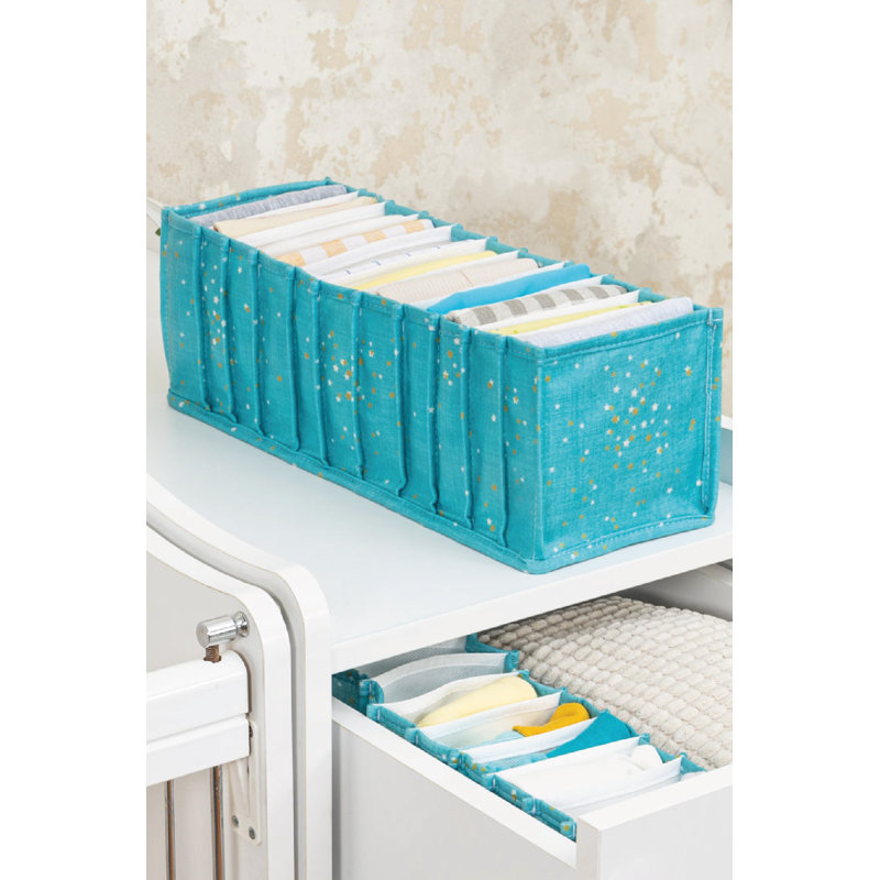Panier de rangement élégant en feutre, bleu, 16,9 x 5,5 x 5,9 pouces | 100% polypropylène, durable et léger | Idéal pour organiser les jouets, les vêtements ou la décoration intérieure | Conception polyvalente pour n'importe quelle pièce