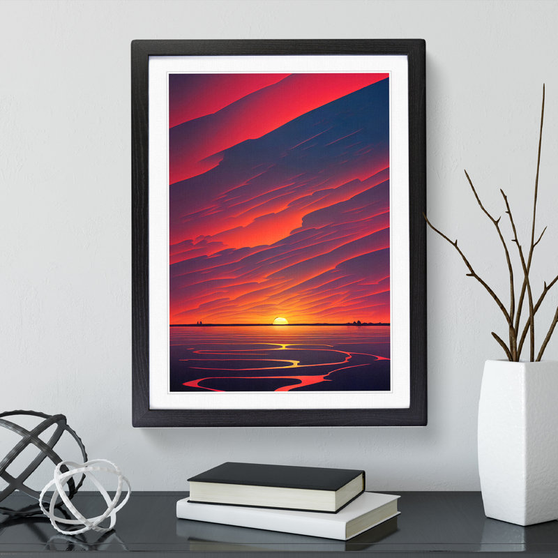 XV1022-581X An Enchanting Sunset - Single Picture Frame Print, Black, 64cm H x 46cm W x 2cm D