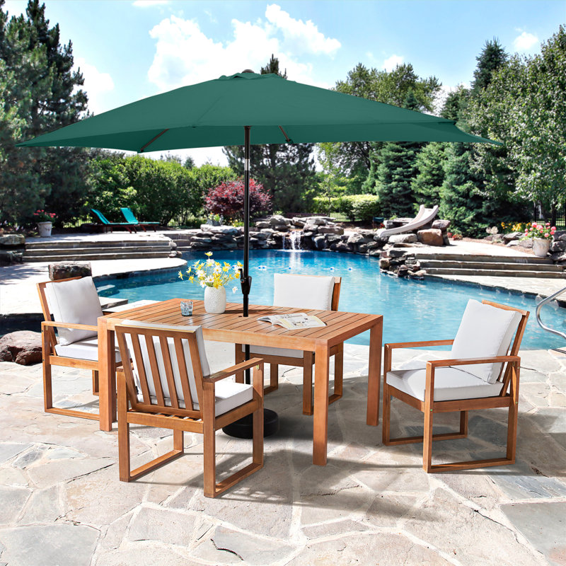 8 Piece Set, Weston Table with 6 Chairs, 10-Foot Rectangular Umbrella Green, Green, 6
