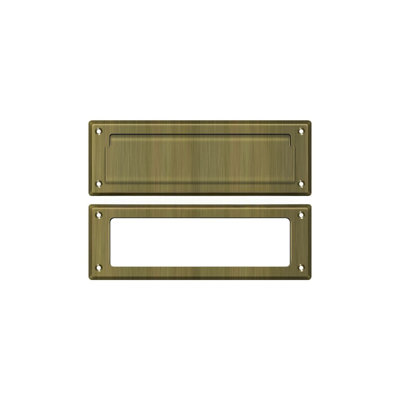 2354323808A941F59BD4DFD9FB5339D9 Mail Slot 8-7/8" with Interior Frame in Antique Brass