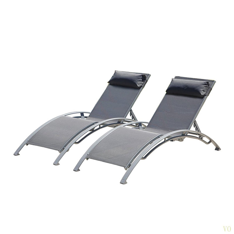 Ensemble de 2 chaises longues de piscine (2 chaises longues), Gris