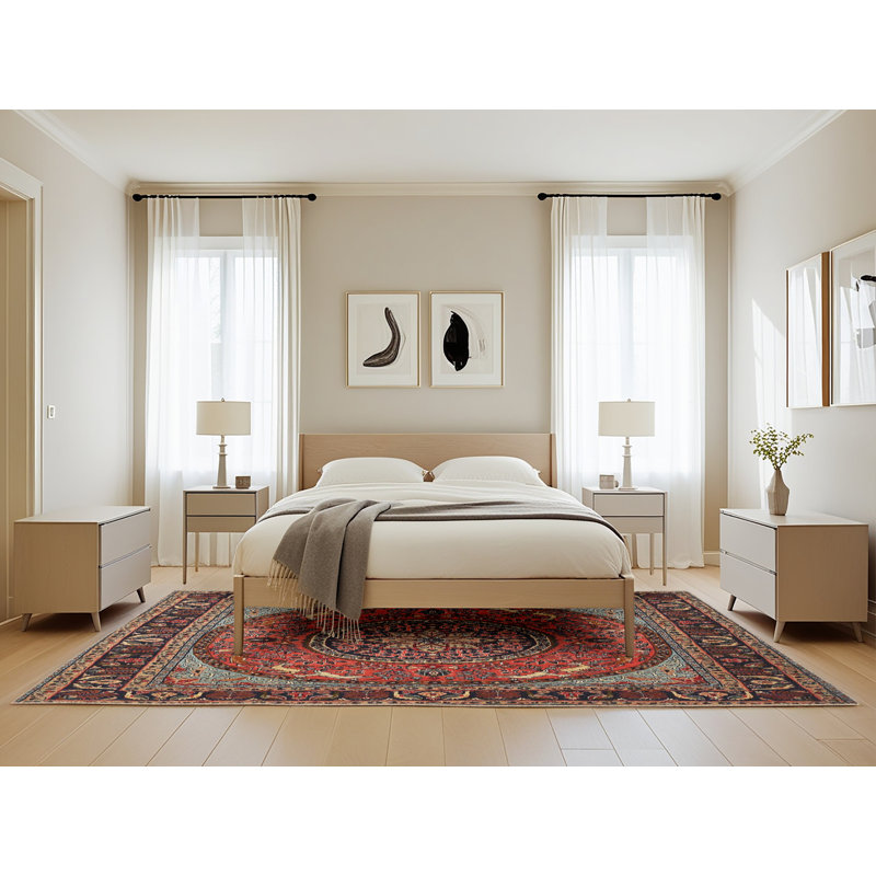 Tapis traditionnel gris / rouge / brun Ycatapom, Rectangle 5 pi x 8 pi