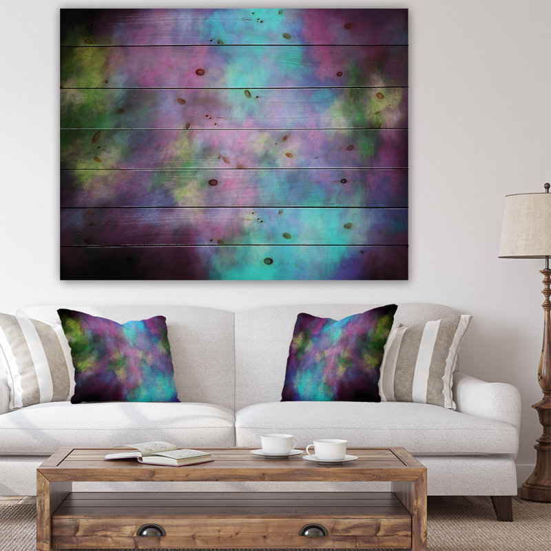 « perfect blue purple starry sky », peinture Clothilda, H 15 po x l 20 po x P 1 po, Bois