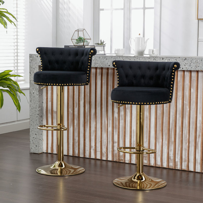 Tabouret de comptoir pivotant Keistutis, Noir