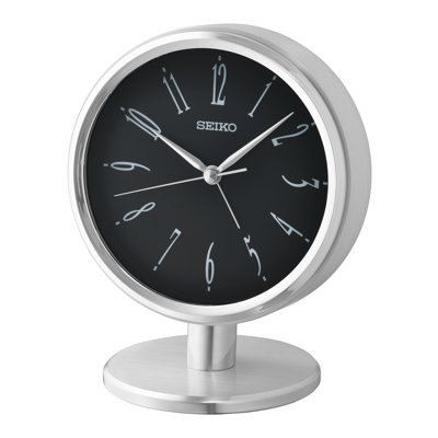 QHE186SLH Desk & Table Clock, Silver-Tone