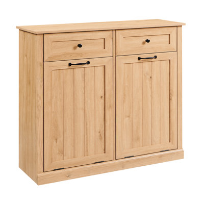 Ahart Tilt-out Dual Laundry Hamper Cabinet with Farmhouse Laundry Storage Basket for Bathroom.