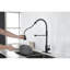 Robinet de cuisine à ressort - Acier inoxydable, noir mat, monotrou, douchette extractible pour une utilisation pratique en acier, buse pivotante à 360 °, contrôle du débit d'eau