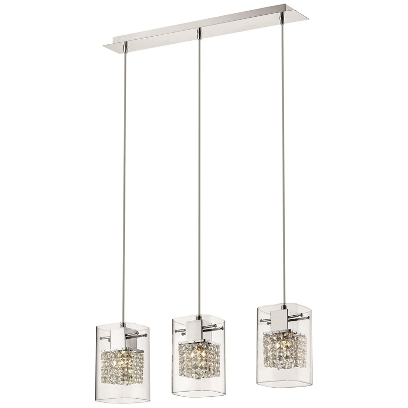 Damaris 3 - Light Crystal/Metal/Glass Kitchen Island Pendant