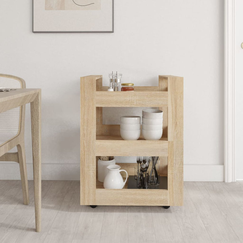 Kalyonka Wood Kitchen Cart, Sonoma Oak