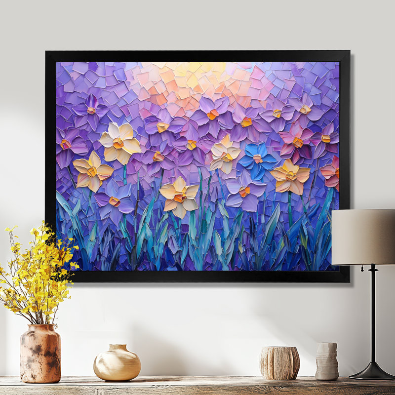 «Lavender Harmony Of Daffodils In Summer I - Daffodils», reproduction sur toile, H 24 po x l 32 po, Noir