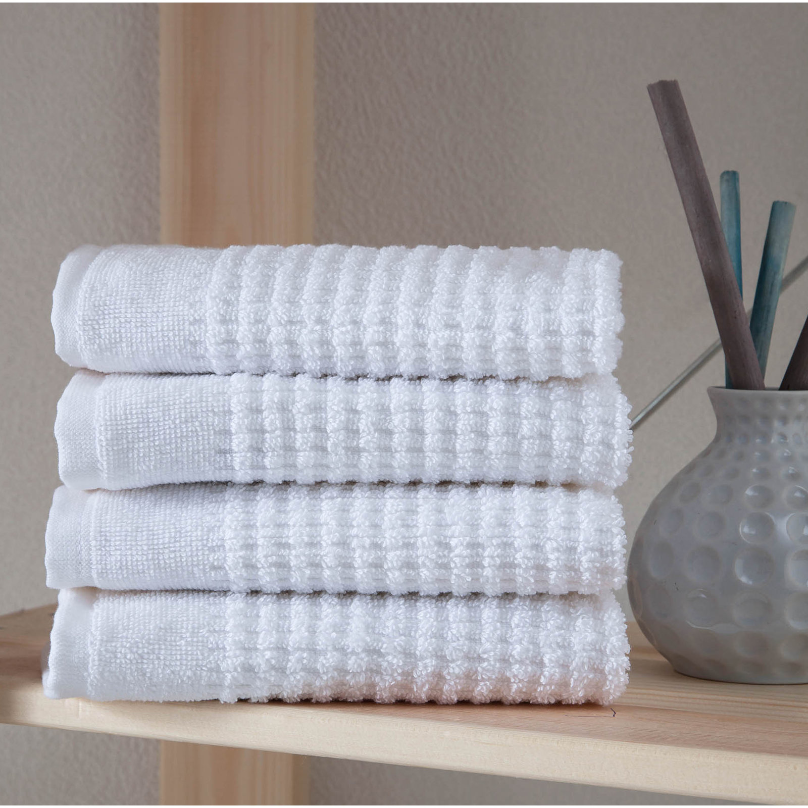 Earline 4 Piece Turkish Cotton Washcloth Towel Set, White