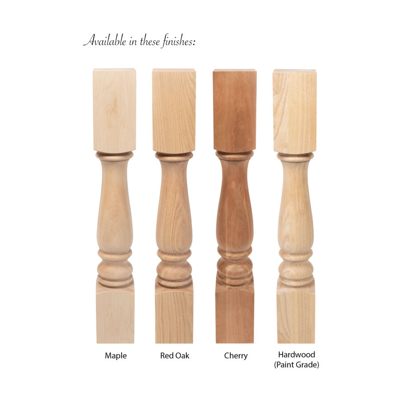 Unfinished Solid Hardwood Full Round Kitchen Island Legs, Set of 4