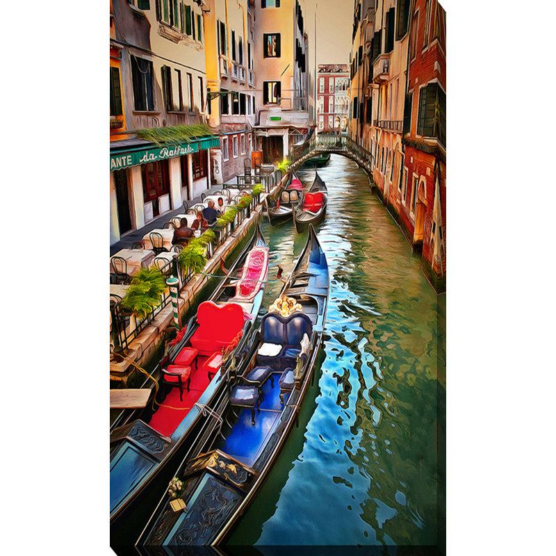 « venice gondoles iv » par yuri malkov, reproduction d’art sur toile tendue, H 48 po x l 28 po x P 1,5 po